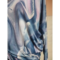 Wzorzysta bluzka Oversize z lejącego materiału - piasek pustyni